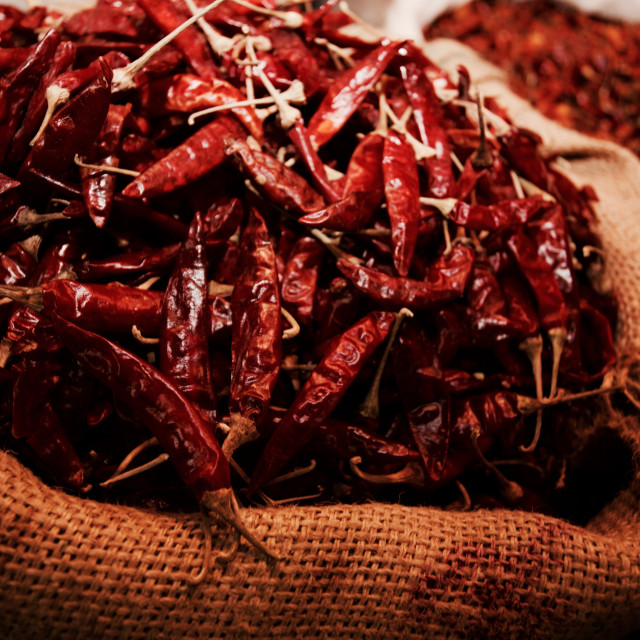 "Bag of Red Chilli Peppers" stock image