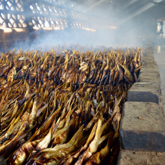 "Fish smoking in Tanji" stock image