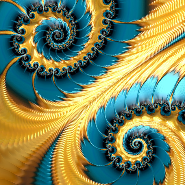 "Blue and Yellow Spiral Fractal" stock image