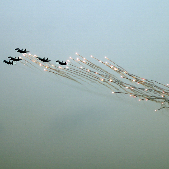 "Fighters Decoy Maneuvers" stock image