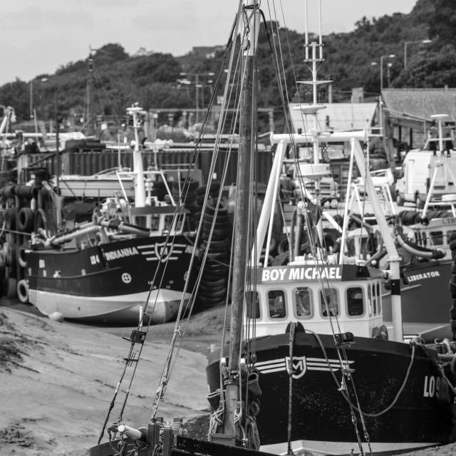 "Boats in estuary" stock image
