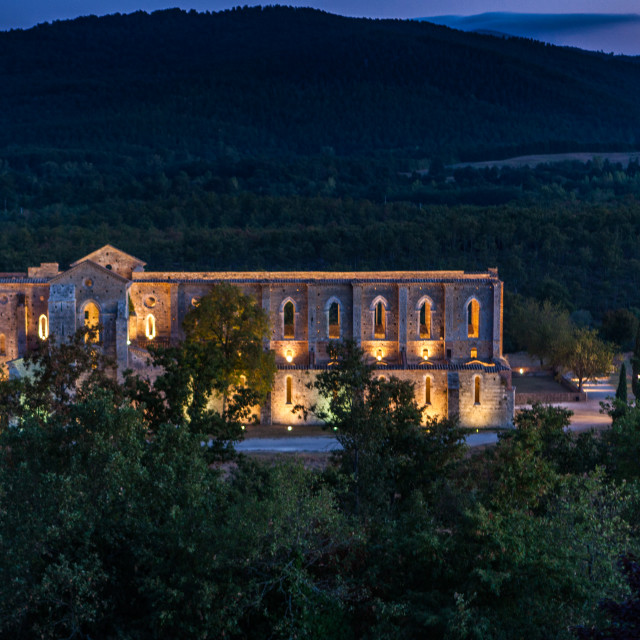 "The Ruined Abbey Of St Galeano Tuscany" stock image