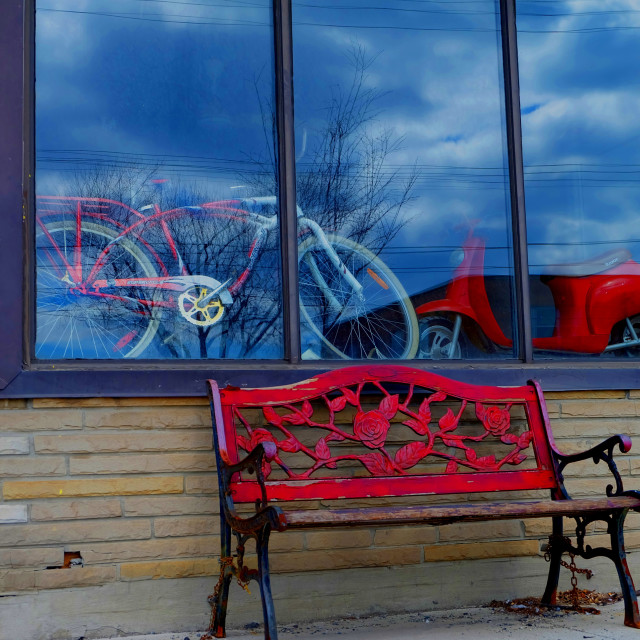 "Bench Bike Scooter" stock image