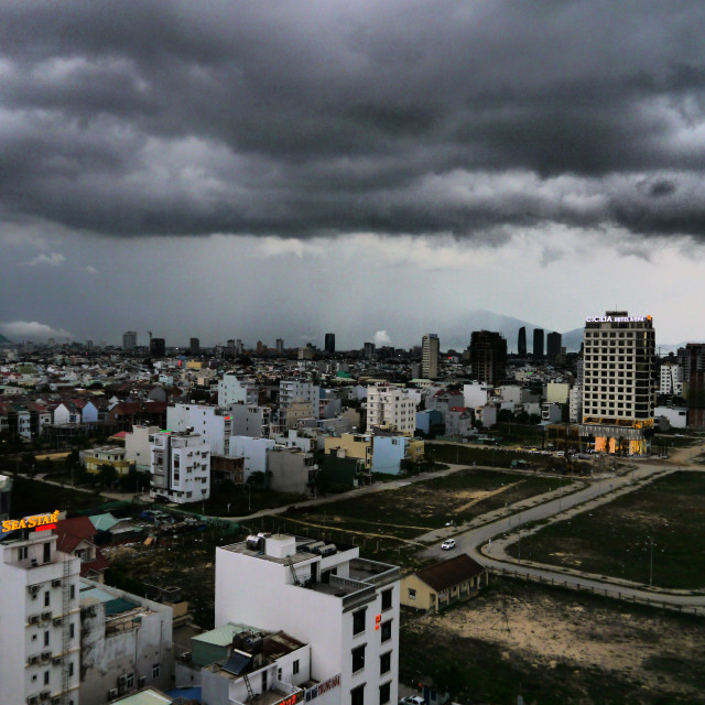 "Storm over Danang." stock image