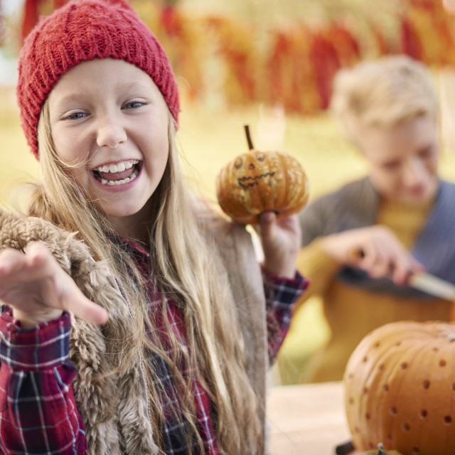 "Carving a pumpking demends your creativity." stock image