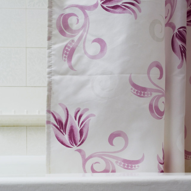 "Curtain and Bathtub" stock image