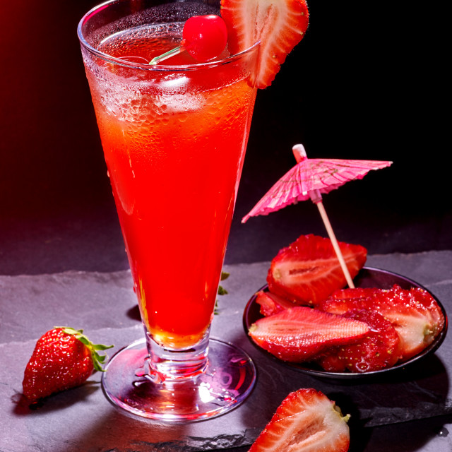 "Red drink with cherry and pineapple 54." stock image