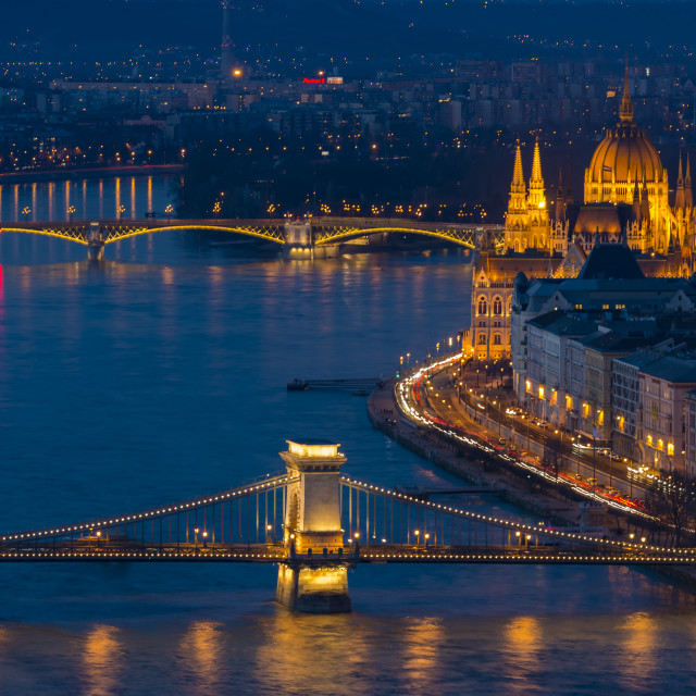 "Budapest at night" stock image