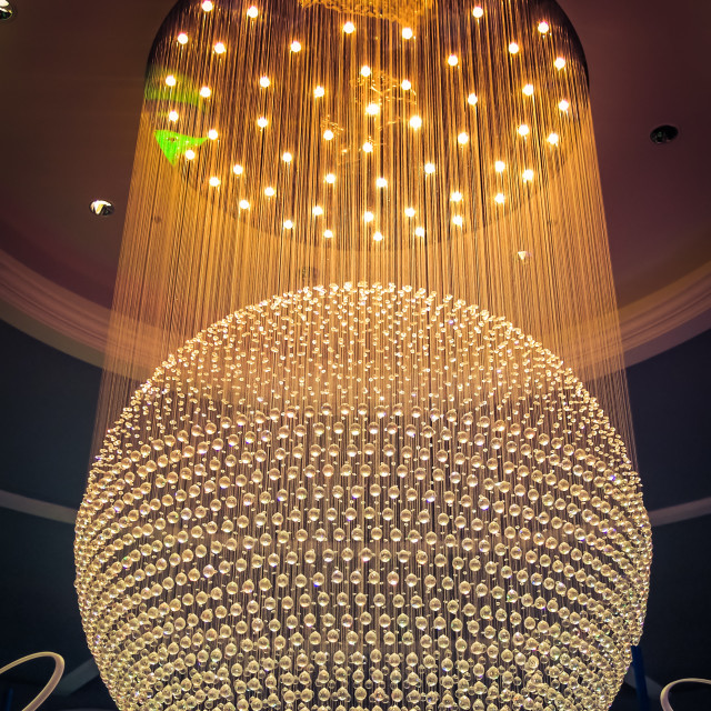 "Crystal Chandelier Suspended from Ceiling" stock image