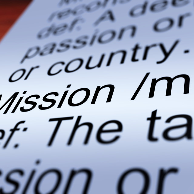 "Mission Definition Closeup Showing Task Or Goal" stock image