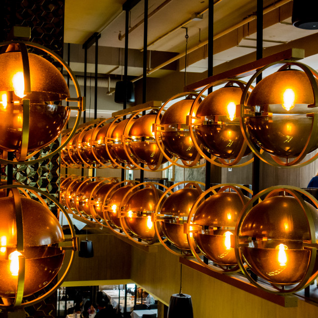 "Array of light globes" stock image