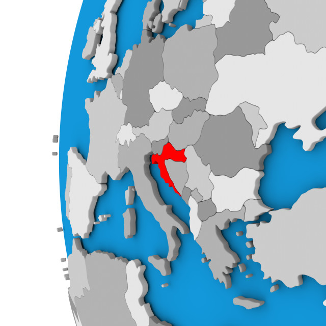 "Croatia on globe" stock image