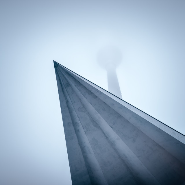 "Berlin TV-tower clouded in fog" stock image