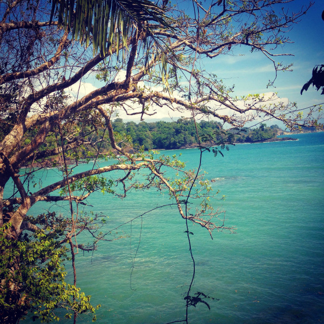 "Beautiful view on the Pacific Coast beach from Manuel Antonio Mirador, Costa Rica" stock image