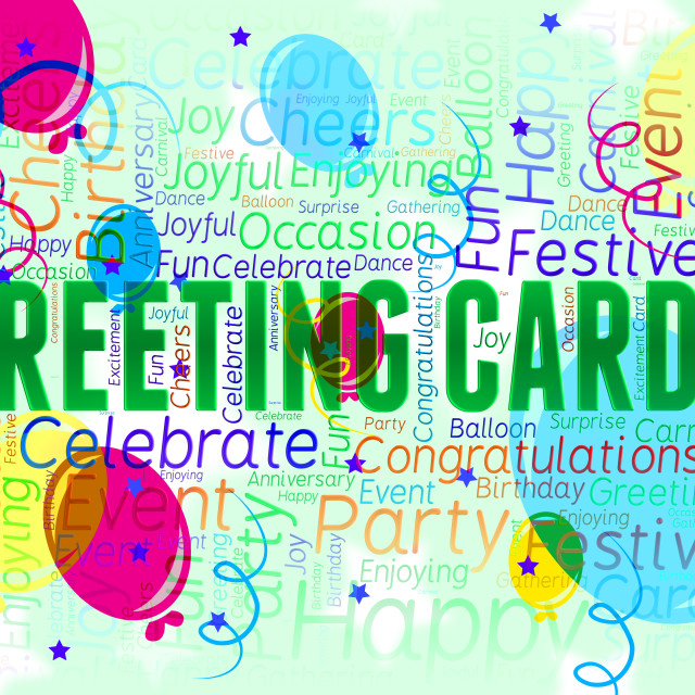 "Greeting Cards Message Indicates Celebrate Party And Postcard" stock image