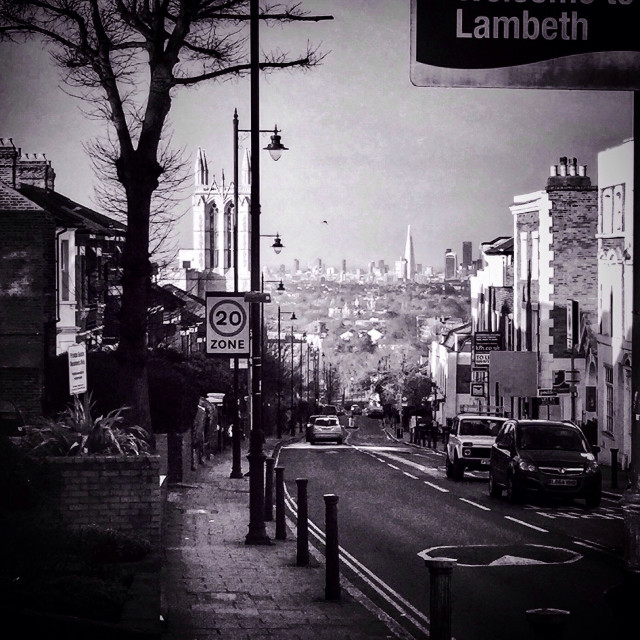 "A view from Gipsy Hill in south east London ..... A view of the shard and the city of London in the distance." stock image