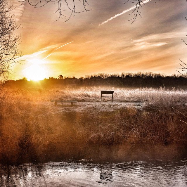 "Cold winter morning on Tottenham Marshes, London, UK" stock image