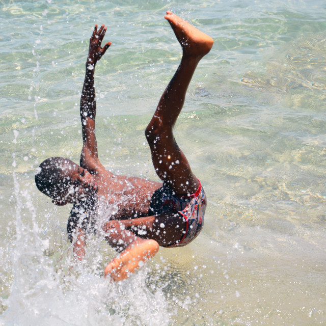 "Playing in the water" stock image