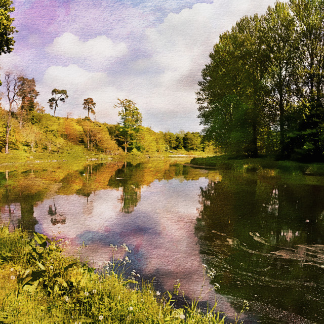 "Teviot River near Kelso." stock image