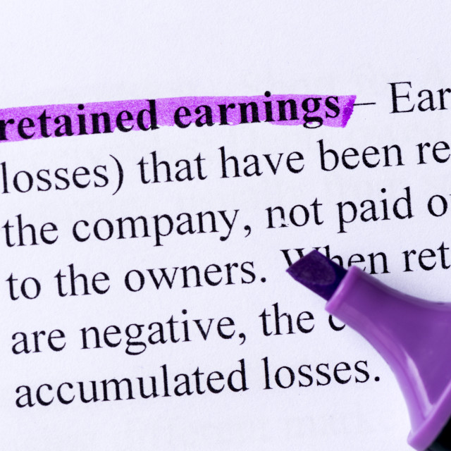 "retained earnings word highlighted" stock image