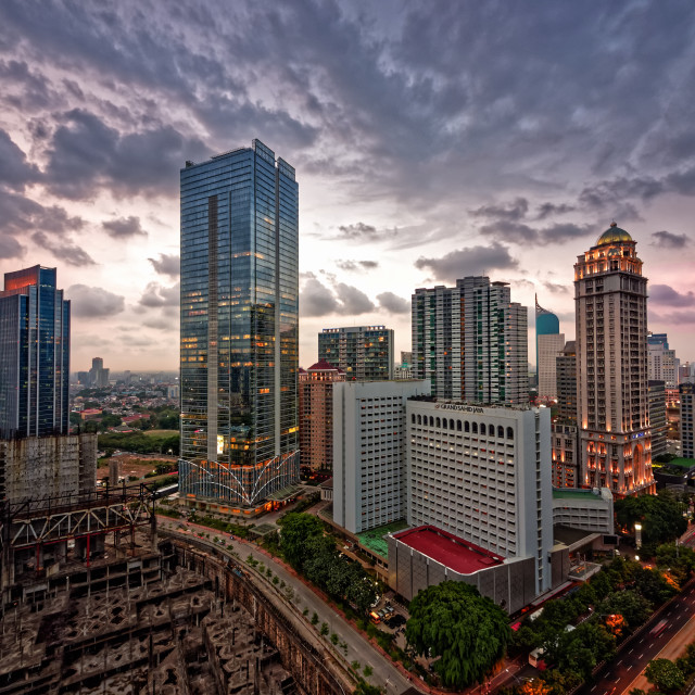  Jakarta  city view Sudirman  Sahid Center Cloudy License 