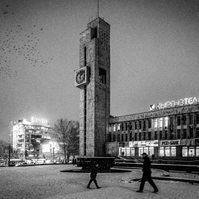 "Soviet Architecture, Winter Scene. Bishkek, Kyrgyzstan" stock image