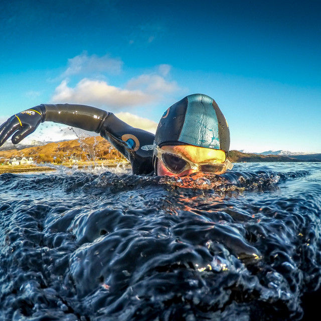 "swim wild scottish highlands" stock image