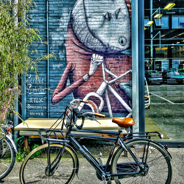 "Street art in Amsterdam Noord near Kromhouthal." stock image