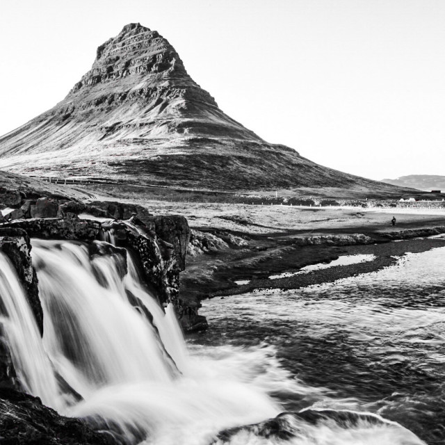 "Kirkjufell in Black and White" stock image