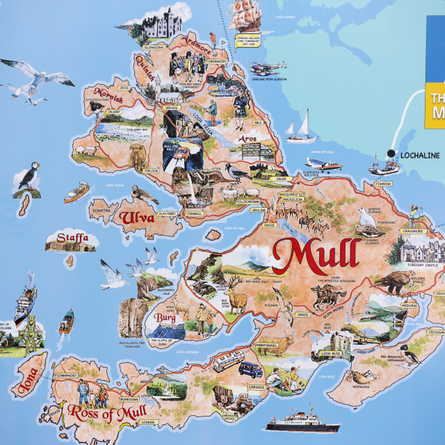 Isle Of Mull Tourist Map A Map Of The Isle Of Mull, Scotland, Uk. - License, Download Or Print For  £37.20 | Photos | Picfair