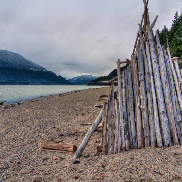 "Lake side wooden hut" stock image