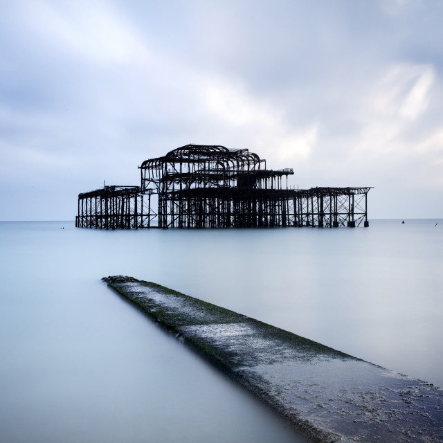 "Long exposure image of Brighton‚Äôs derelict West Pier, Brighton, East..." stock image