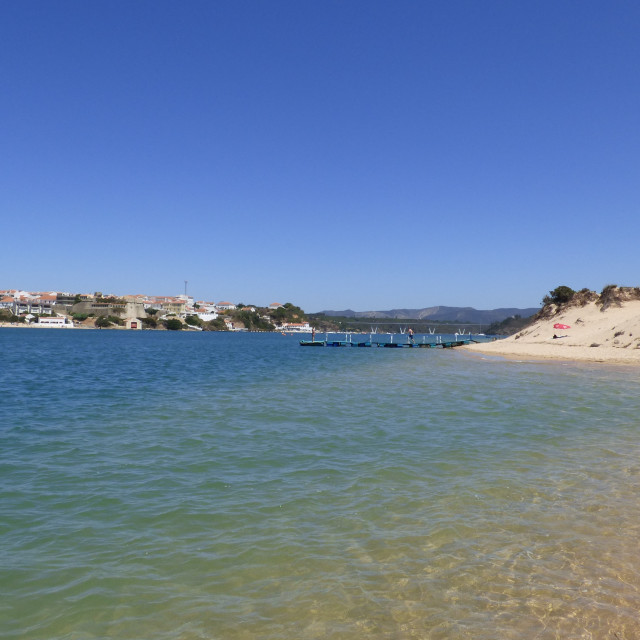 "Boy walking near the water on the beach" stock image