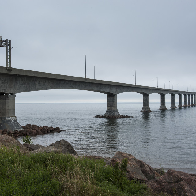 "Confederation Bridge linking New Brunswick with Prince Edward Island, Canada,..." stock image