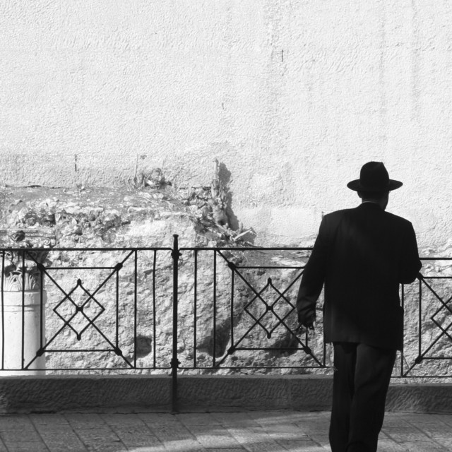 "Religious Jew in the Old Town of Jerusalem" stock image