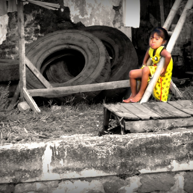 "Girl in the yellow dress" stock image