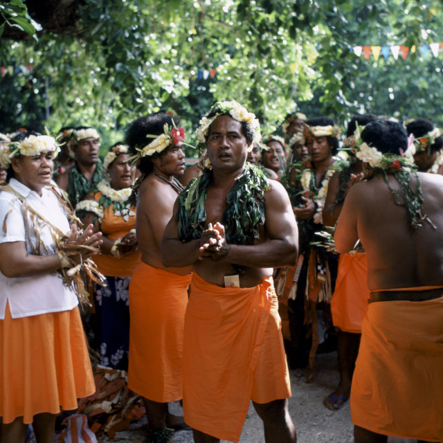 "Local people at cultural event in Tuvalu, South Pacific" stock image