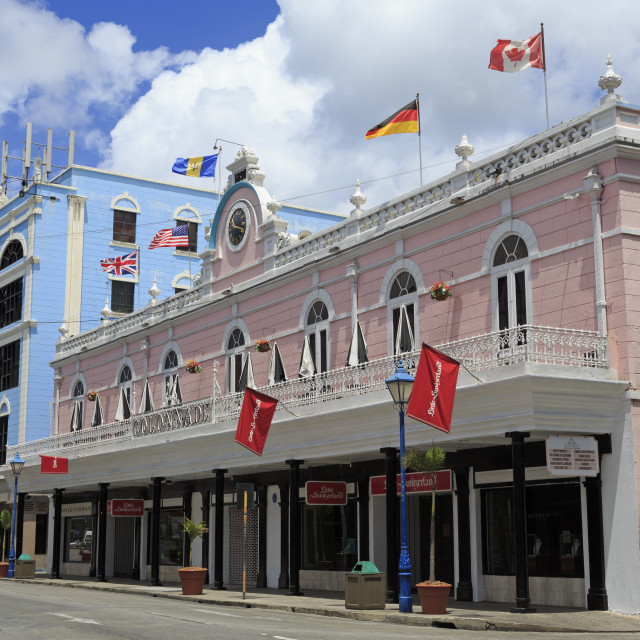 "Historic Colonnade Building, Bridgetown, Barbados, West Indies, Caribbean,..." stock image