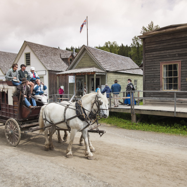"Stagecoach ride in historic gold town of Barkersville, British Columbia,..." stock image