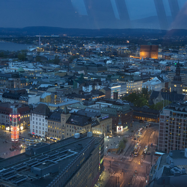 "view of Oslo at night" stock image