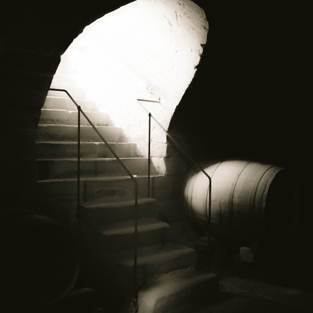 "Aged stone stairs and bright light" stock image