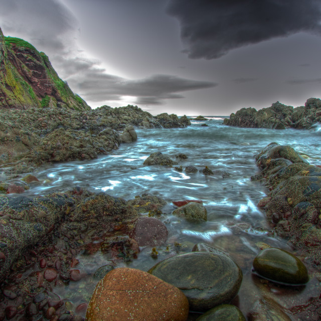 "Stonehaven shore at Dunnotar Castle" stock image
