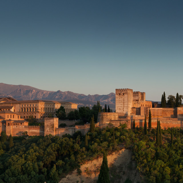 "The Alhambra of Granada at sunset." stock image
