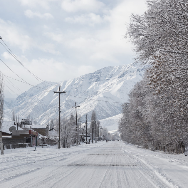 "Icy road, Kyrgyzstan" by Philip Mowbray - $12.65 "Icy road, Kyrgyzstan" stock image