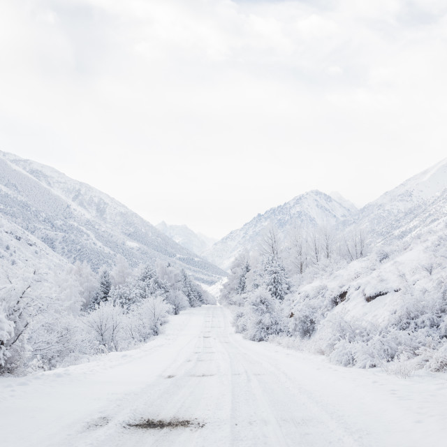 "Icy Road, Kyrgyzstan" stock image