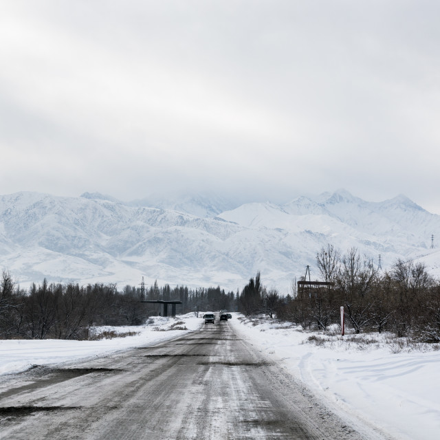 "Mountain winter landscape, Kyrgyzstan" stock image