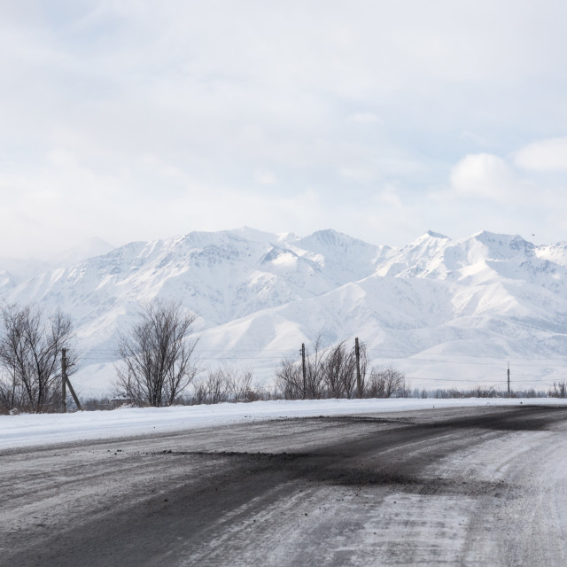 "Mountain winter landscape, Kyrgyzstan" stock image