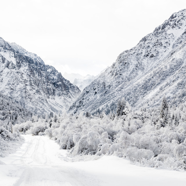 "Icy Road, Kyrgyzstan" stock image