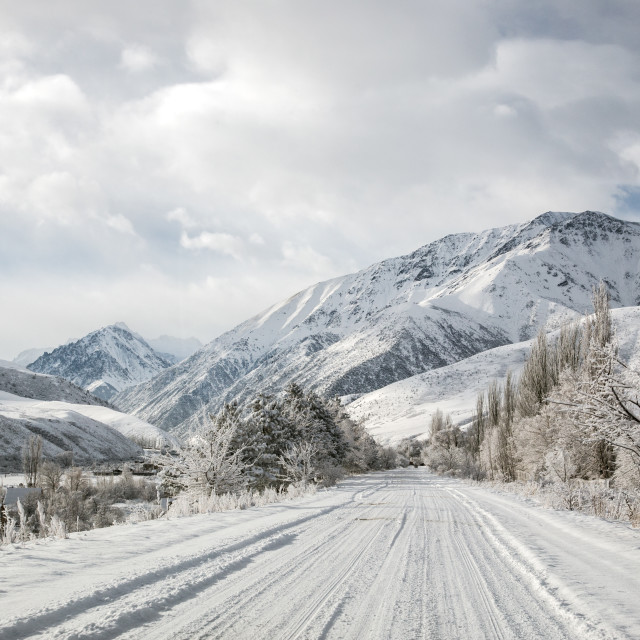 "Winter Landscape, Kyrgyzstan" by Philip Mowbray - £10.00 "Winter Landscape, Kyrgyzstan" stock image