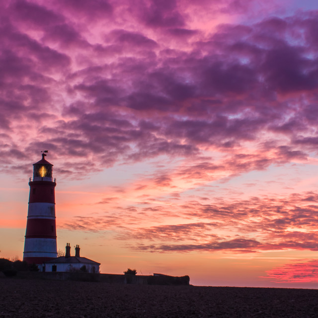 "Sunset at Happisburgh Lighthouse" by Russell Waite Photography - $26.93 "Sunset at Happisburgh Lighthouse" stock image
